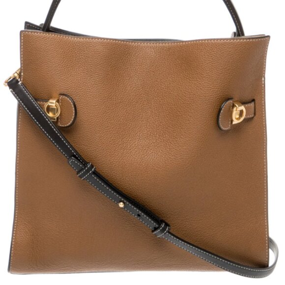 Lee Radziwill Large Double Satchel Tory Burch bag in brown leather/suede trim - Picture 7 of 16